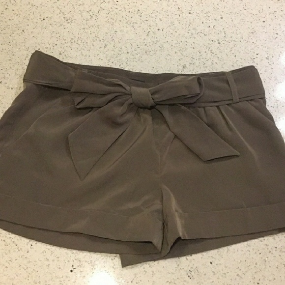 Express Pants - Express Army Green Silky Bow Dress Shorts